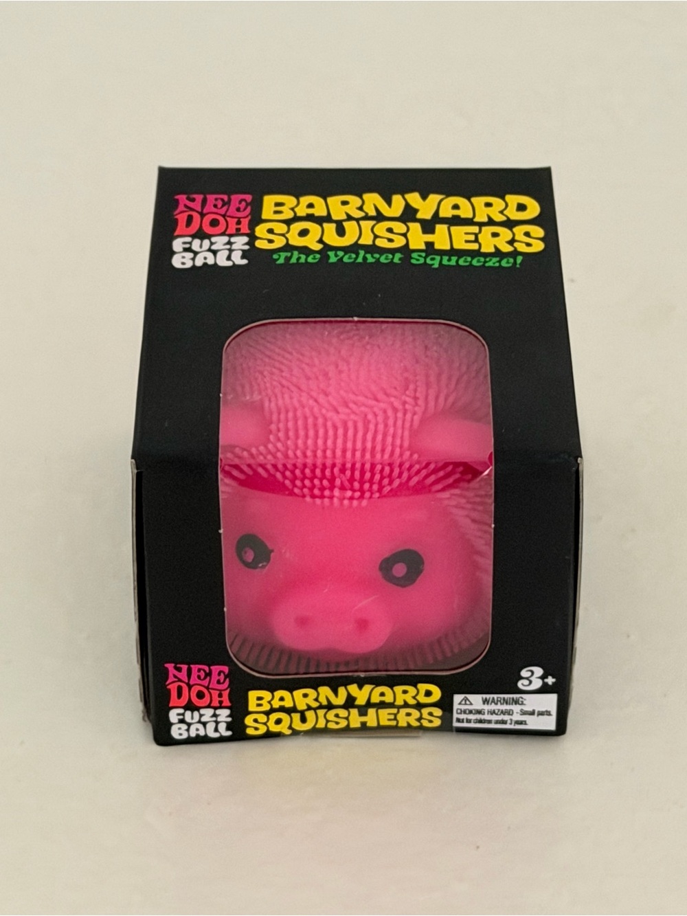 Needoh Fuzzball Barnyard Squisher Pink Pig
